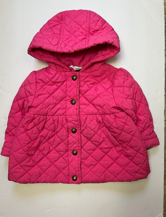 Ralph Lauren Hot Pink Puffer Jacket with Hood 12M