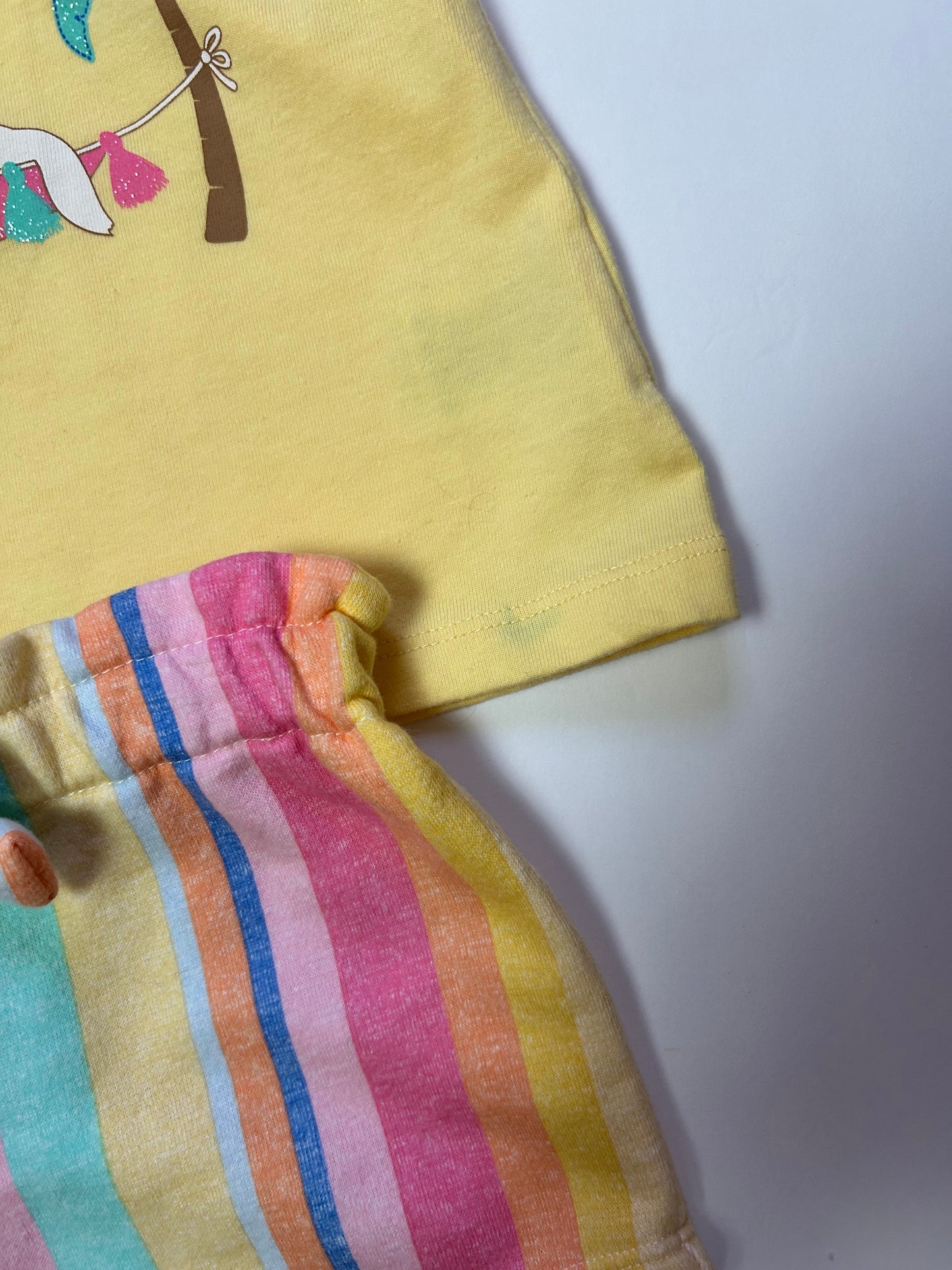 Kids Headquarters 2pc Yellow Tank with Stripes Shorts 4T