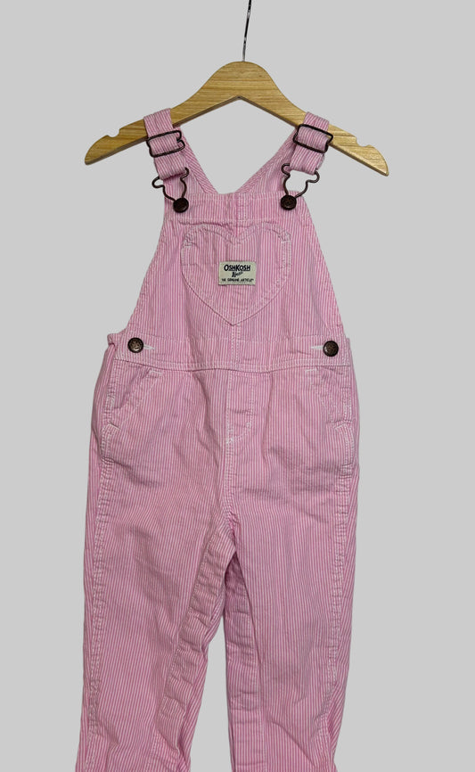 Oshkosh Pink Striped Overalls 18M
