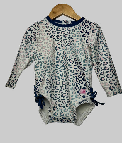Ruffle Butts Blue Leopard Swimsuit 2T