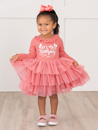 Blush Tiered Tulle Birthday Dress