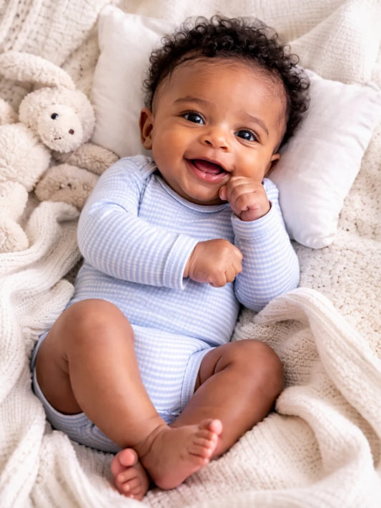Dusty Blue Stripe / Ribbed Long Sleeve Bodysuit