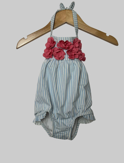 Janie & Jack Blue Stripe Halter Swimsuit 6-12M