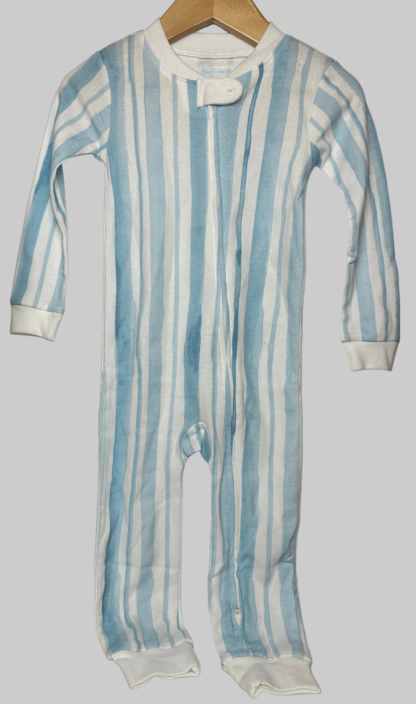 Burt’s Bees Baby Blue Striped Zippy 24M