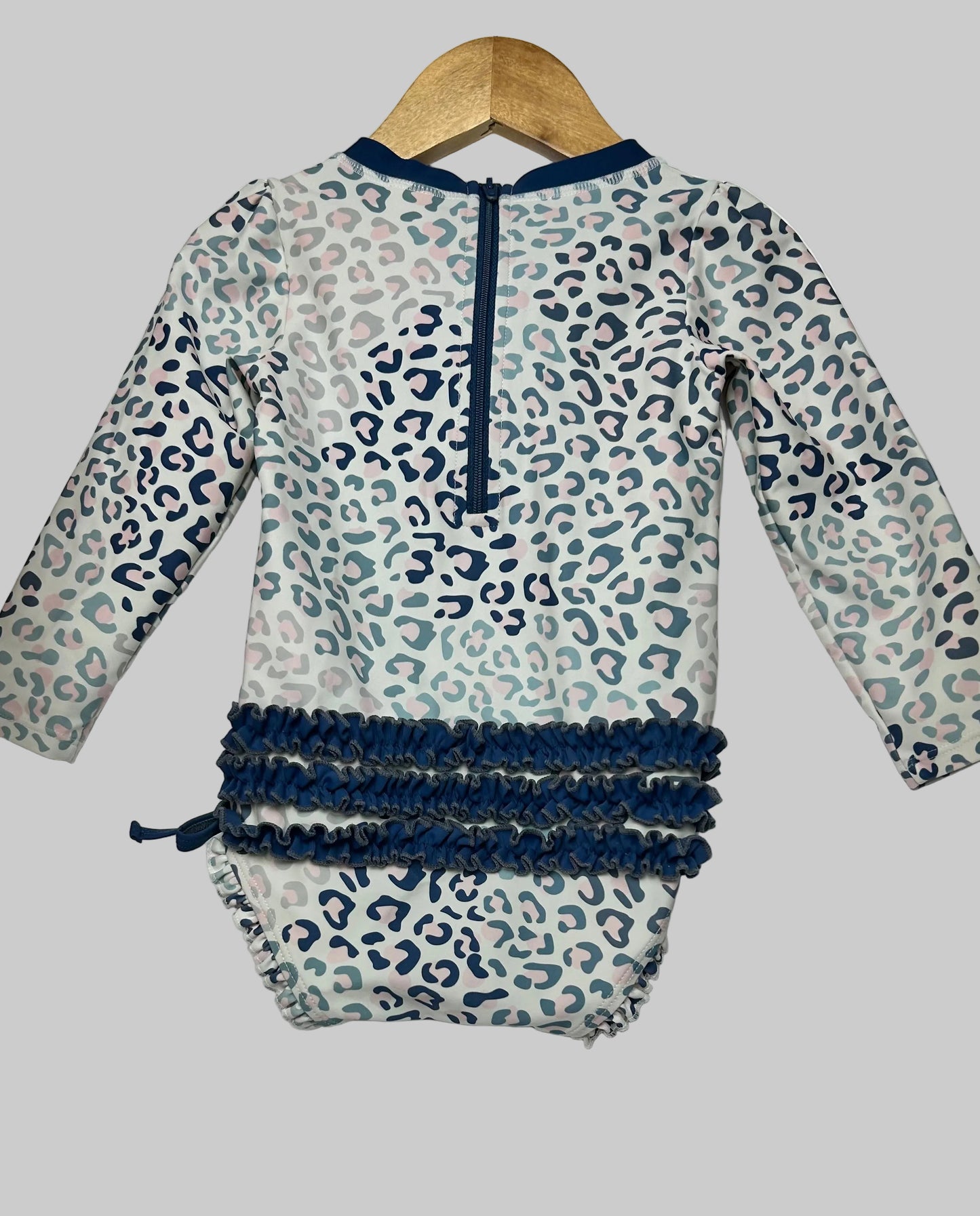 Ruffle Butts Blue Leopard Swimsuit 2T