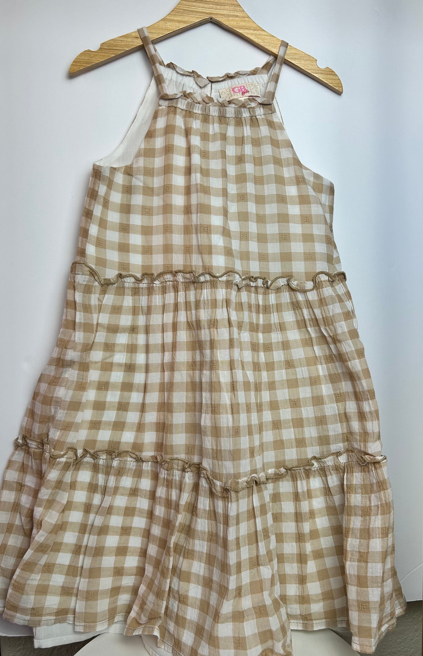 GB Girls Tan Gingham Dress 5