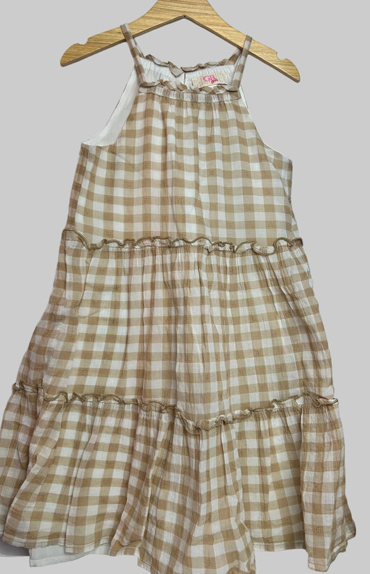 GB Girls Tan Gingham Dress 5
