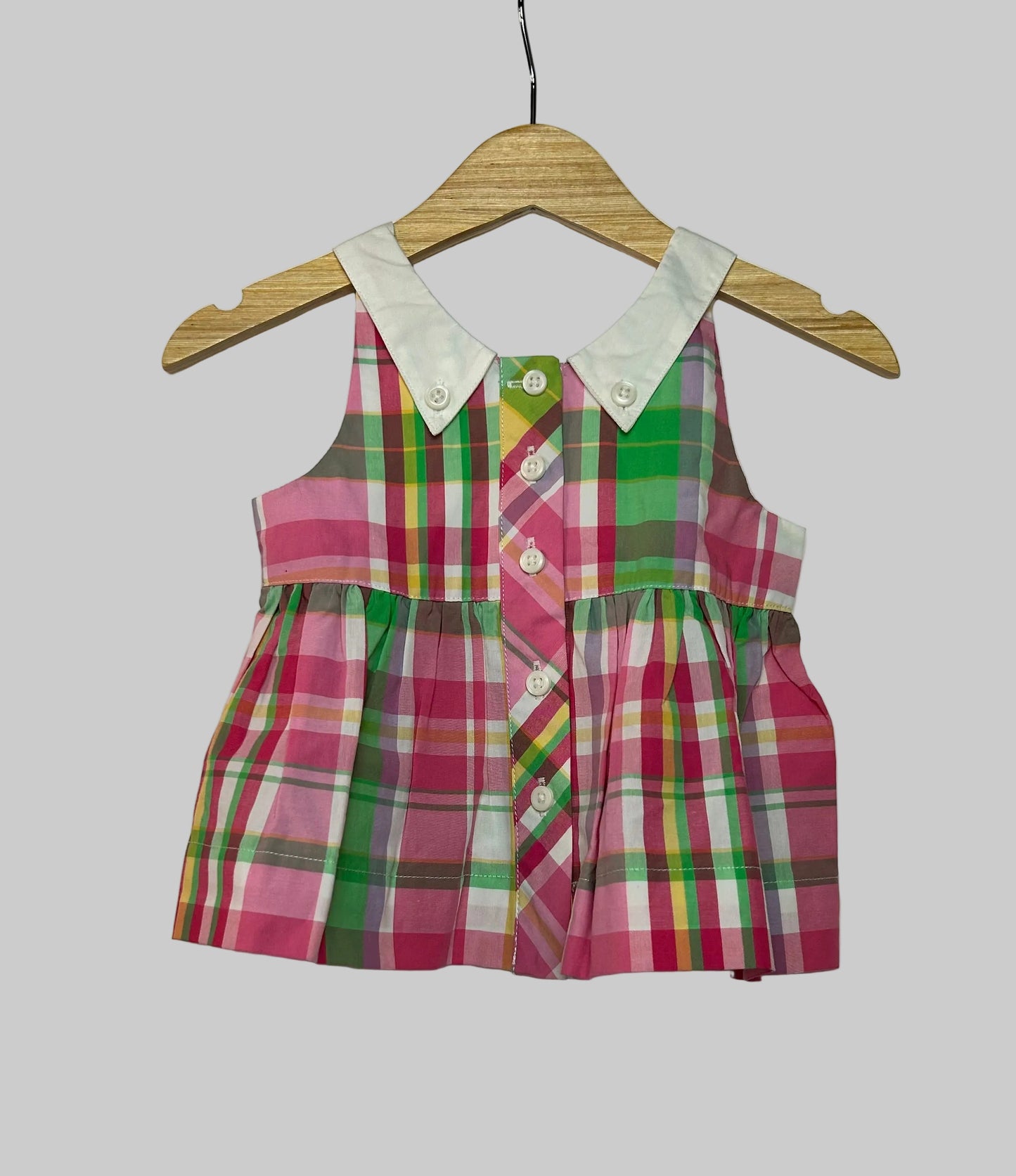 Janie & Jack Pink Plaid Sleeveless Top 3M