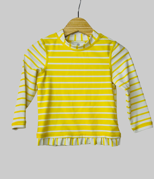 Hanna Andersson Yellow Stripe Swim Top 18-24M