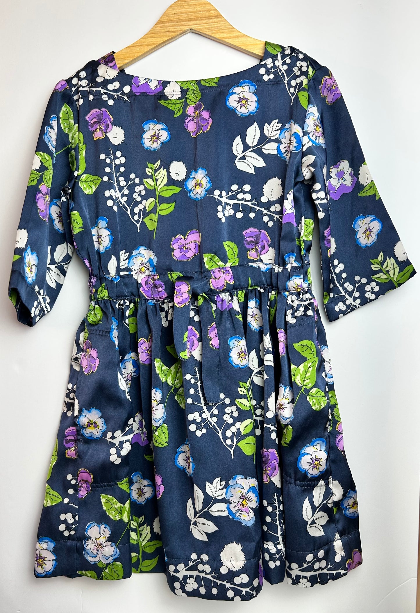Crewcuts Blue Satin Floral Dress 4T