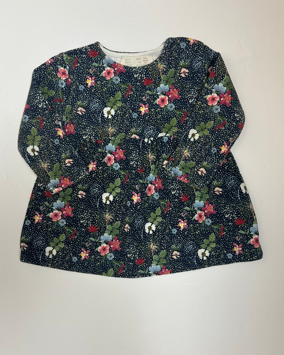 Zara Baby Navy Floral Dress 6/9M