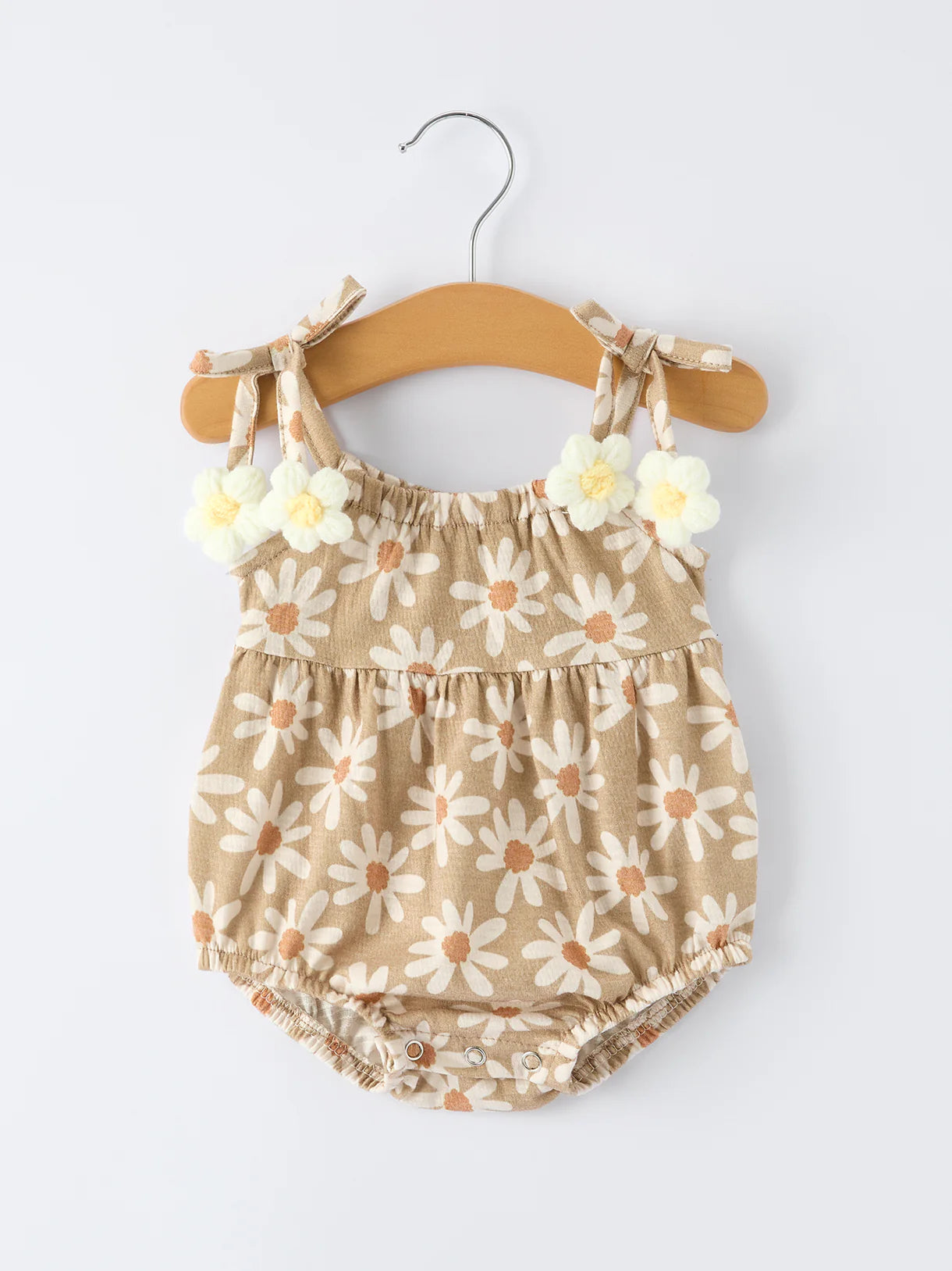 Floral Daisy Baby Girl Spaghetti Strap Romper