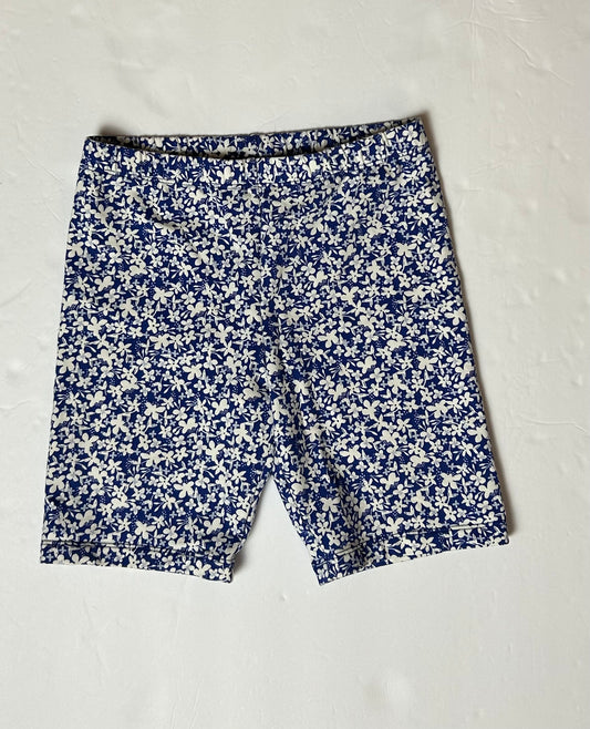 Tea Blue White Floral Bike Shorts 10