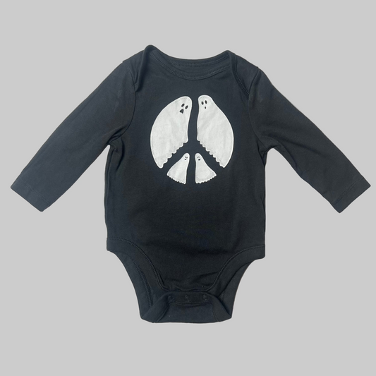 Old Navy LS Gray Onesie w/ White Ghost 0-3M