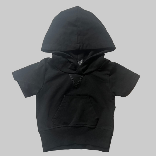 Little Bipsy SS Black Hoodie w/Front Pocket 0-3M