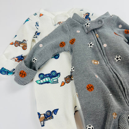 Carter's 2 pack LS Zippered Jumpsuit 3M