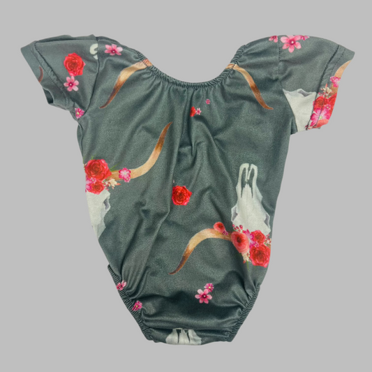 Gray Cow Skull Design Onesie 9-12M