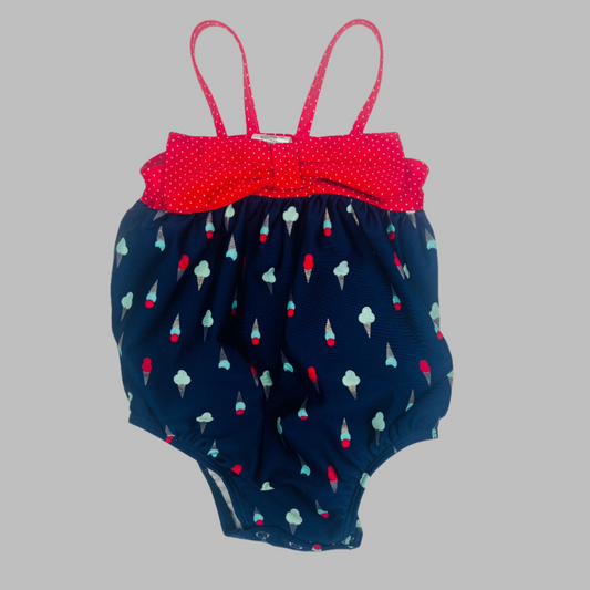 Red Bow IceCream Cone One Piece Swimsuit 6-9M