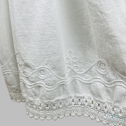 Surf Style White Embroidered Hem Sleeveless Dress 5T