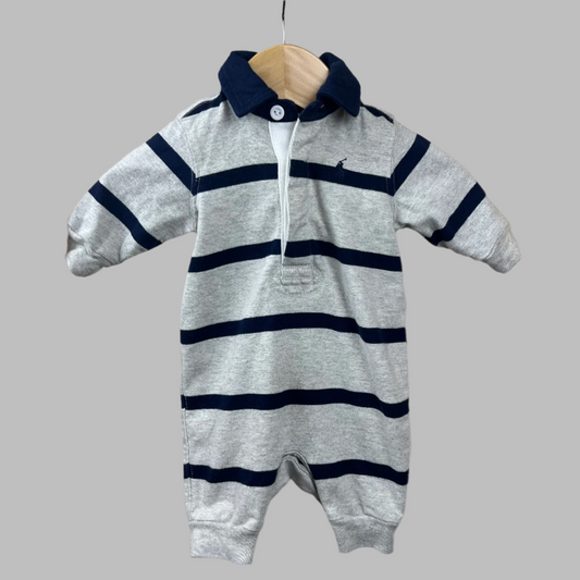 Ralph Lauren Gray and Navy Striped Jumpsuit NB