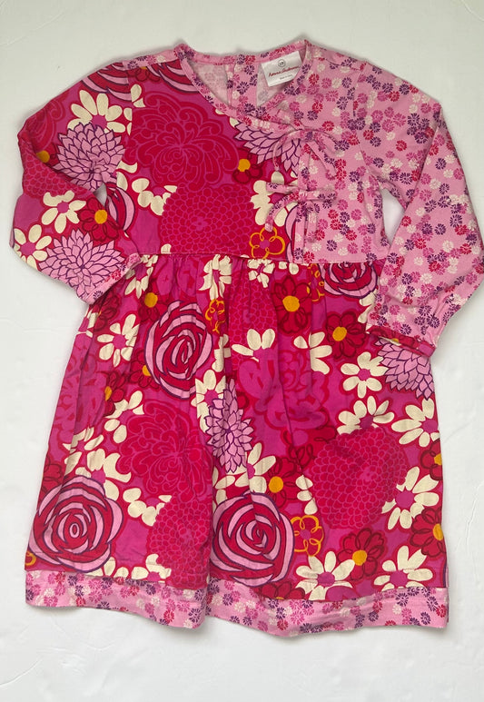 Hanna Andersson Pink LS Kimono Dress 4T
