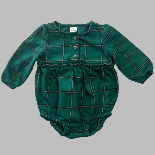 Carter’s LS Green Flannel Onesie 6M