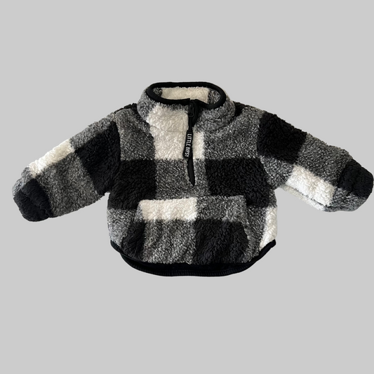 Little Bipsy Black & White Half Zip Pullover 0-3M