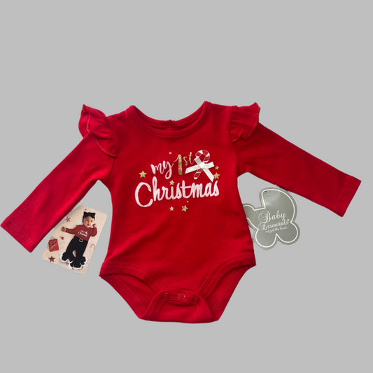 Baby Essentials LS 1st Christmas Onesie w/tags 3M