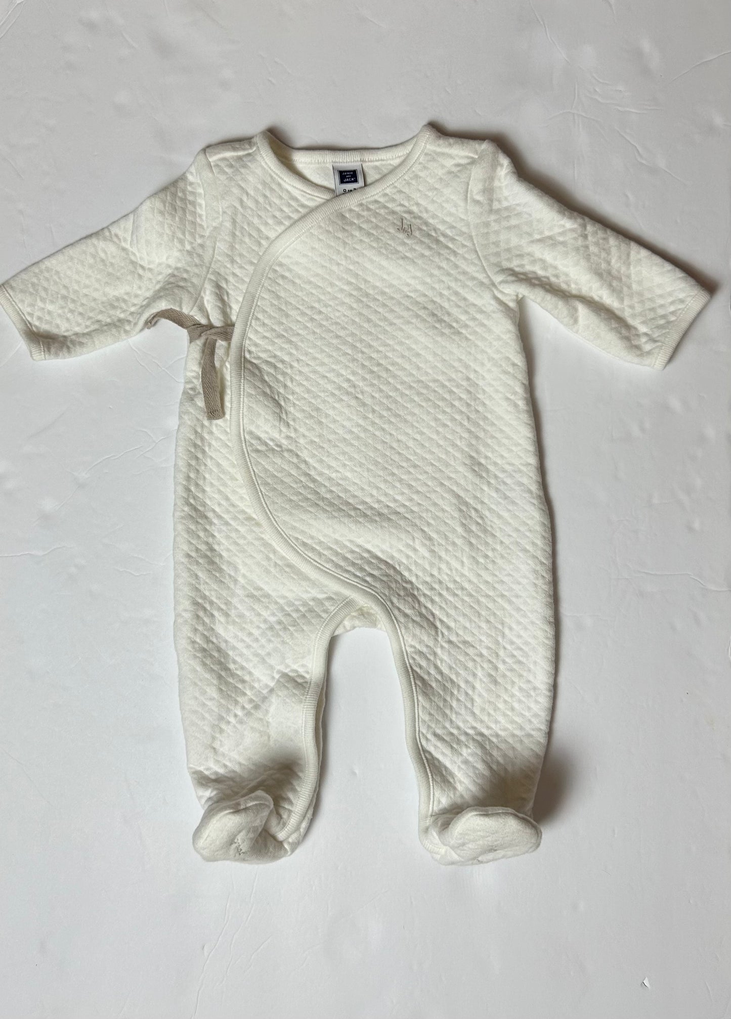 Janie and Jack White Quilted Footie 0-3M