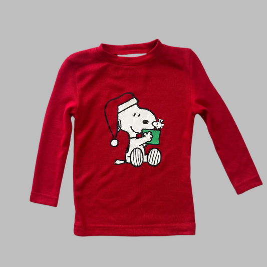 Munki Munki Peanuts LS Red Snoopy Shirt 12M
