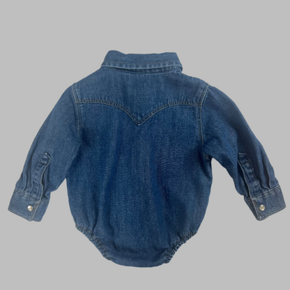 Wrangler Denim Girls LS Embroidered Onesie 0-3M