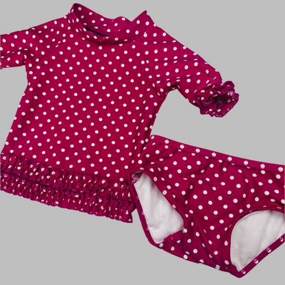 Ruffle Butts 2 Pc Pink Polka Dot Swimsuit 6-12M