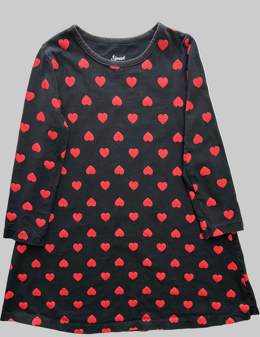 Leveret Black Dress w/ Red Hearts 6