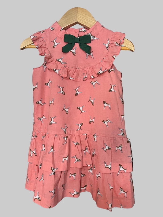 Janie and Jack Pink Dog Print Dress 3T