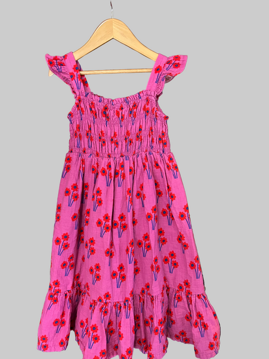 Hanna Andersson Pink Flower Smocked Dress 8