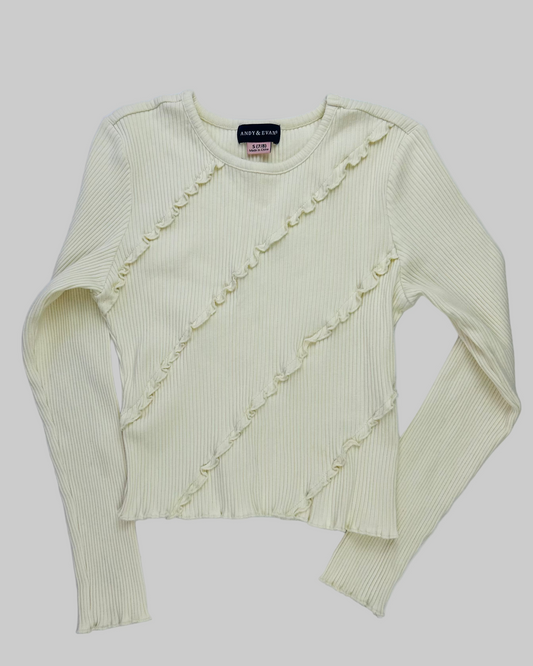 Andy and Evan Cream Ruffle Top 7/8