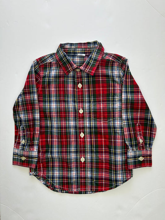 Baby Gap Holiday Red Plaid Shirt 2Y