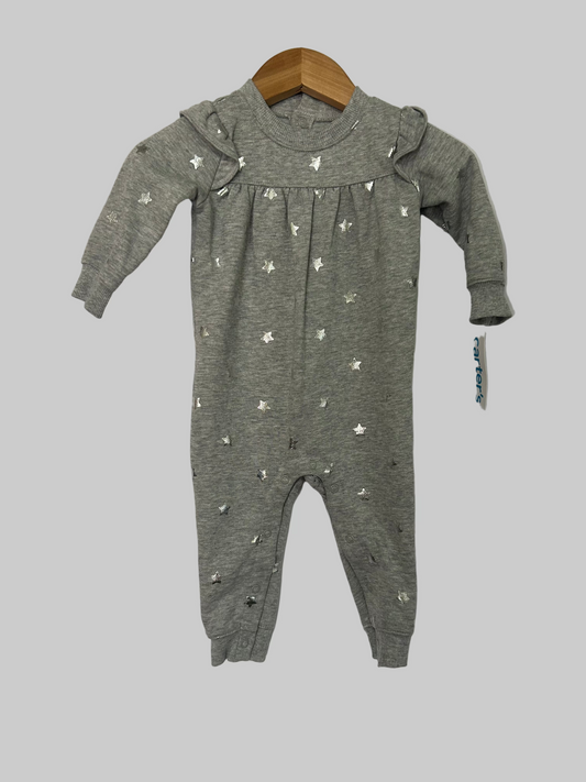 Carter's LS Gray/Stars Fleece Jumpsuit 9M w/tags
