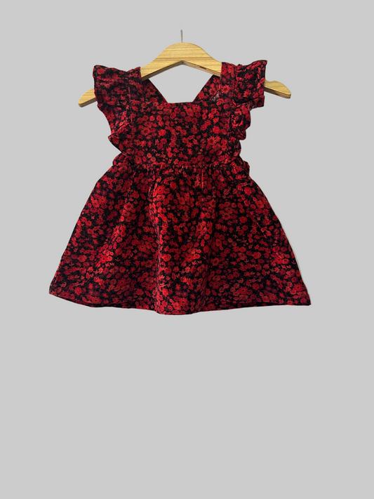 Baby Gap Red Floral Corduroy Dress 3-6M w/tags