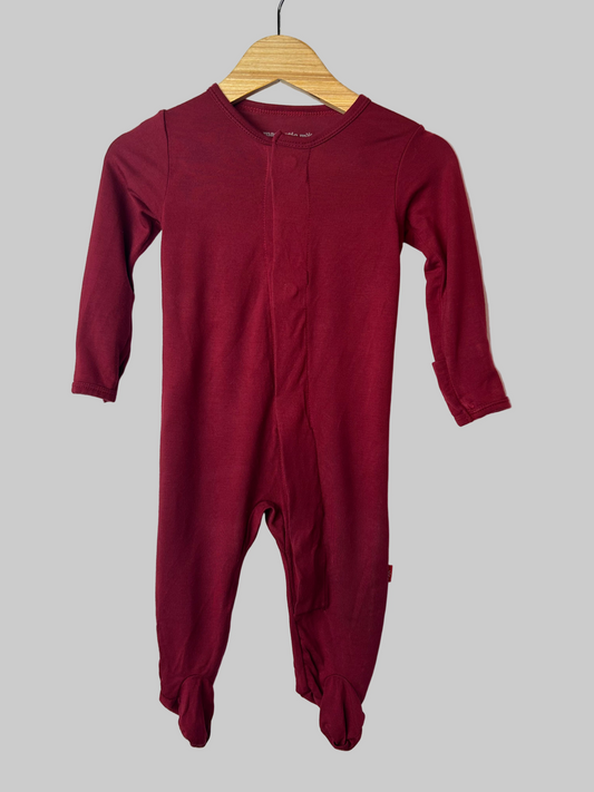 Magnetic Me Burgandy Footed Jumpsuit 0-3M