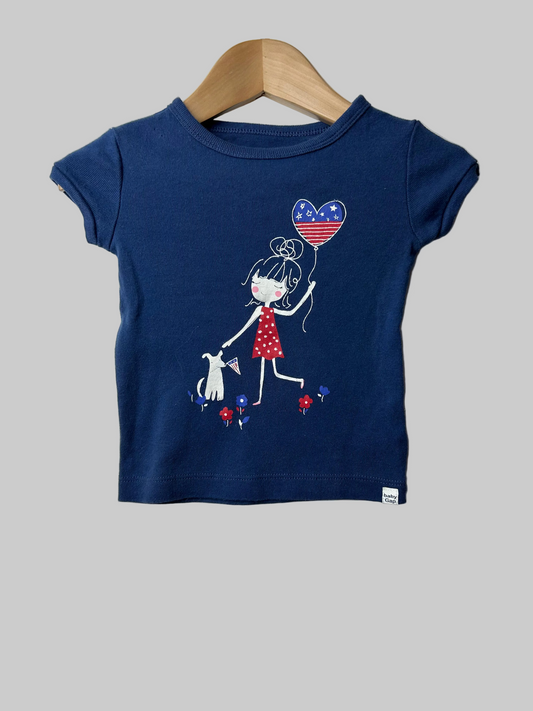 Baby Gap SS Navy T-Shirt Girl w/Balloon 6-12M