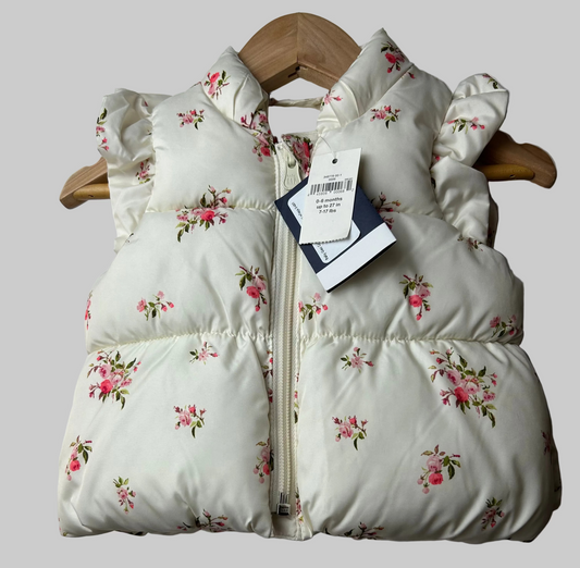 Baby Gap Cream Floral Puffer Vest w/tags 0-6M