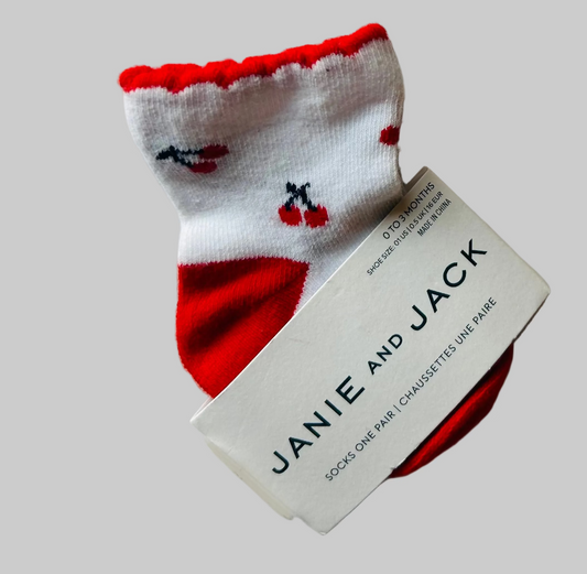 Janie and Jack Cherry Socks 0-3M NWT