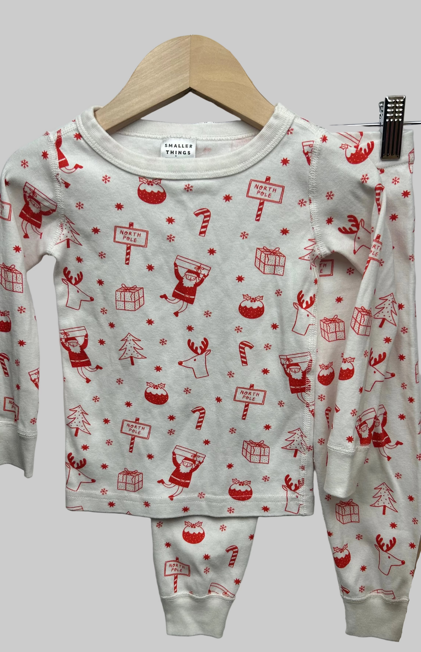 Smaller Things Orange/Red North Pole Pajama Set 2T