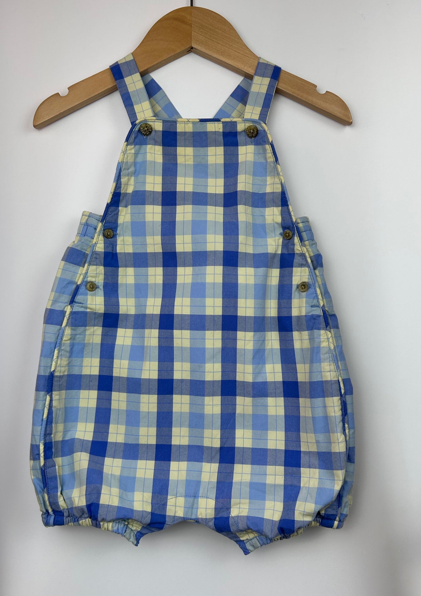 Janie and Jack Blue Plaid Romper 12-18M