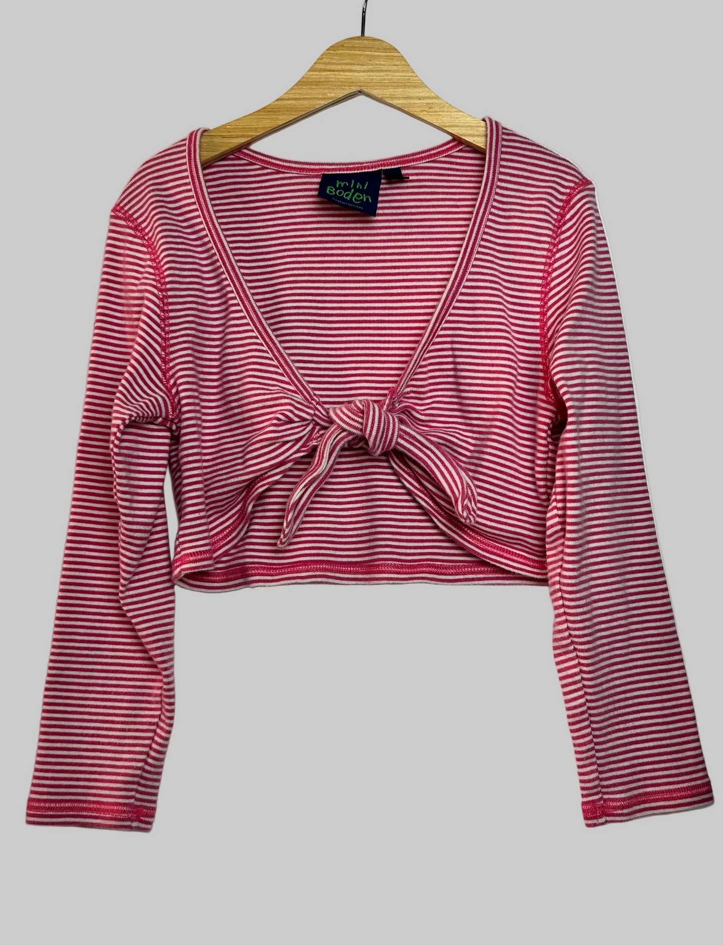 Mini Boden Pink Striped Tie Front Cardigan 11-12Y