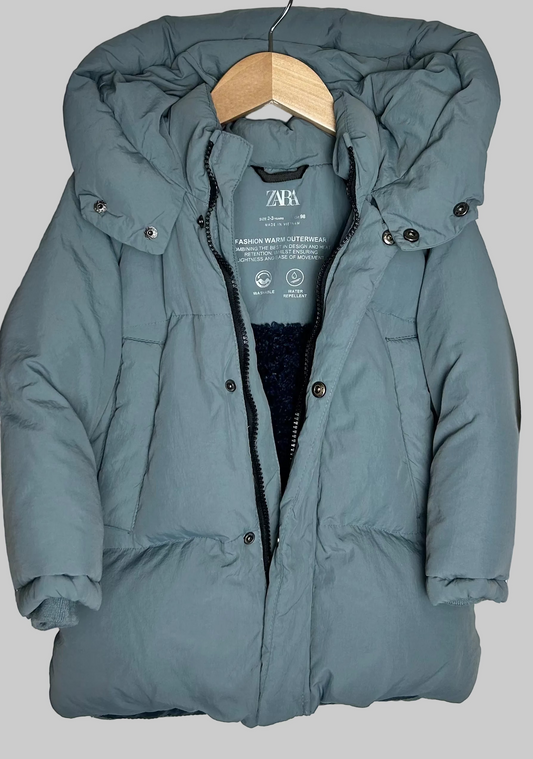 Zara Gray Down Puffer Jacket 2/3