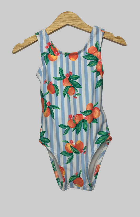 Old Navy Peach Blue Striped One Piece Swimsuit 18-24M