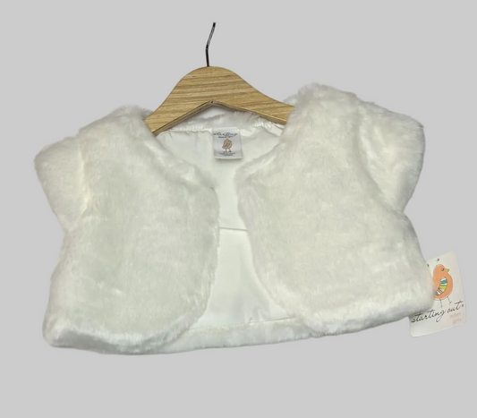 Starting Out White Faux Fur Vest NWT 24M