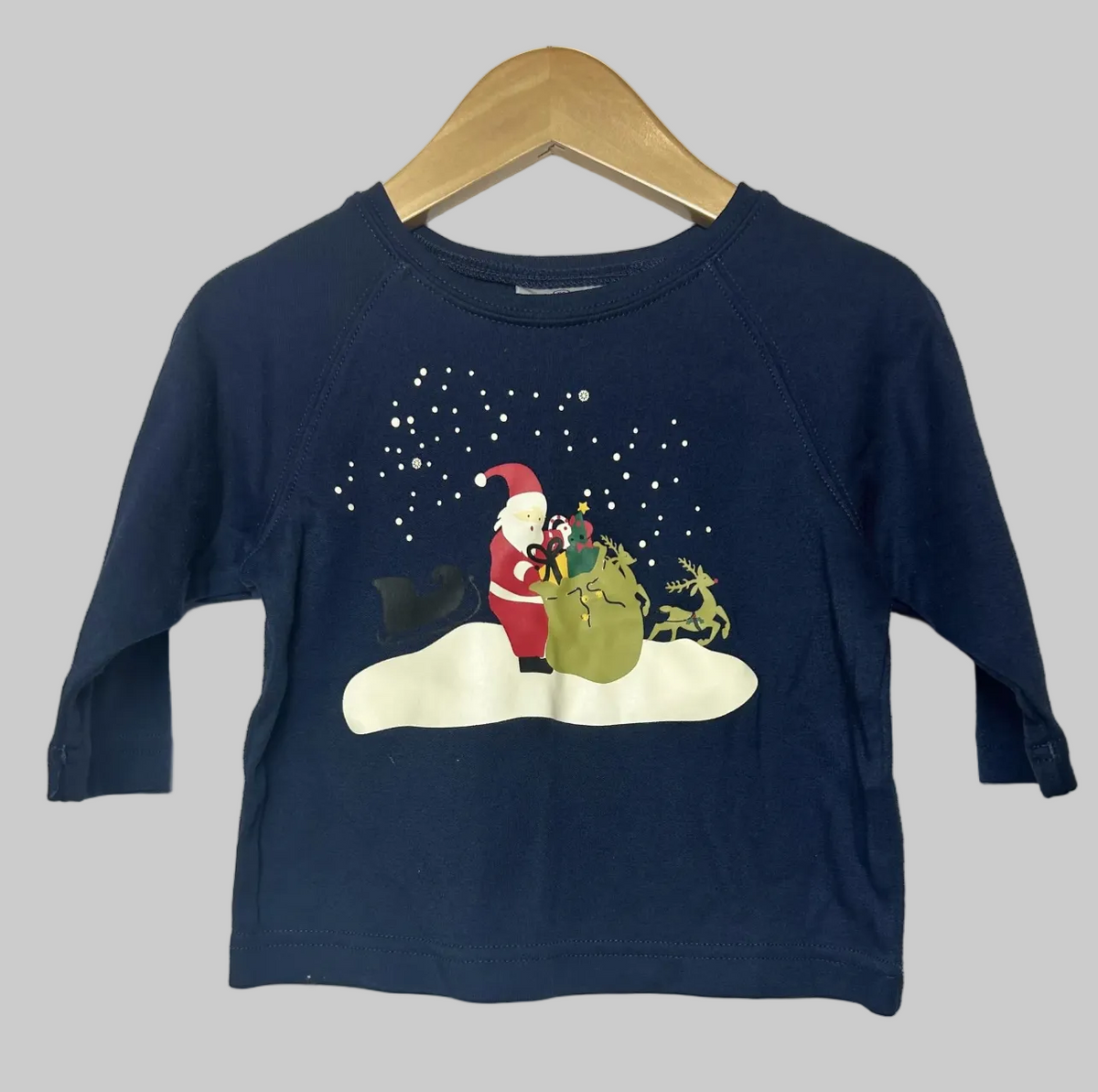 Hanna Andersson Navy Santa Shirt 18-24M
